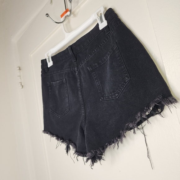SHEIN High Waist Ripped Raw Trim Denim Shorts - Picture 8 of 11